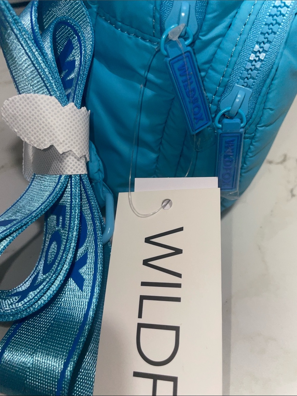 Wildfox Bright Turquoise Quilted Crossbody Sling Bag - Picture 6 of 6